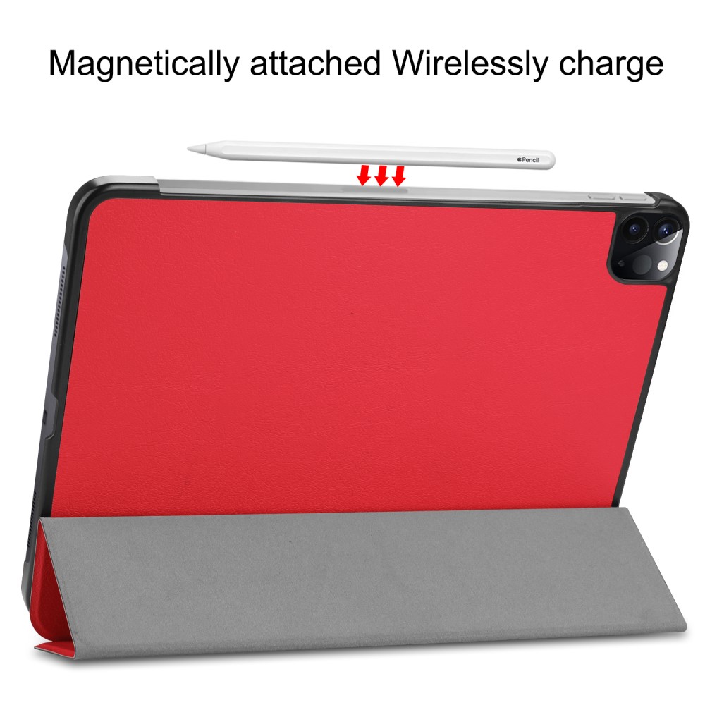  iPad Pro 12.9 (2018/2020) - Tri-Fold Stödjer Apple Pen Laddning - Röd