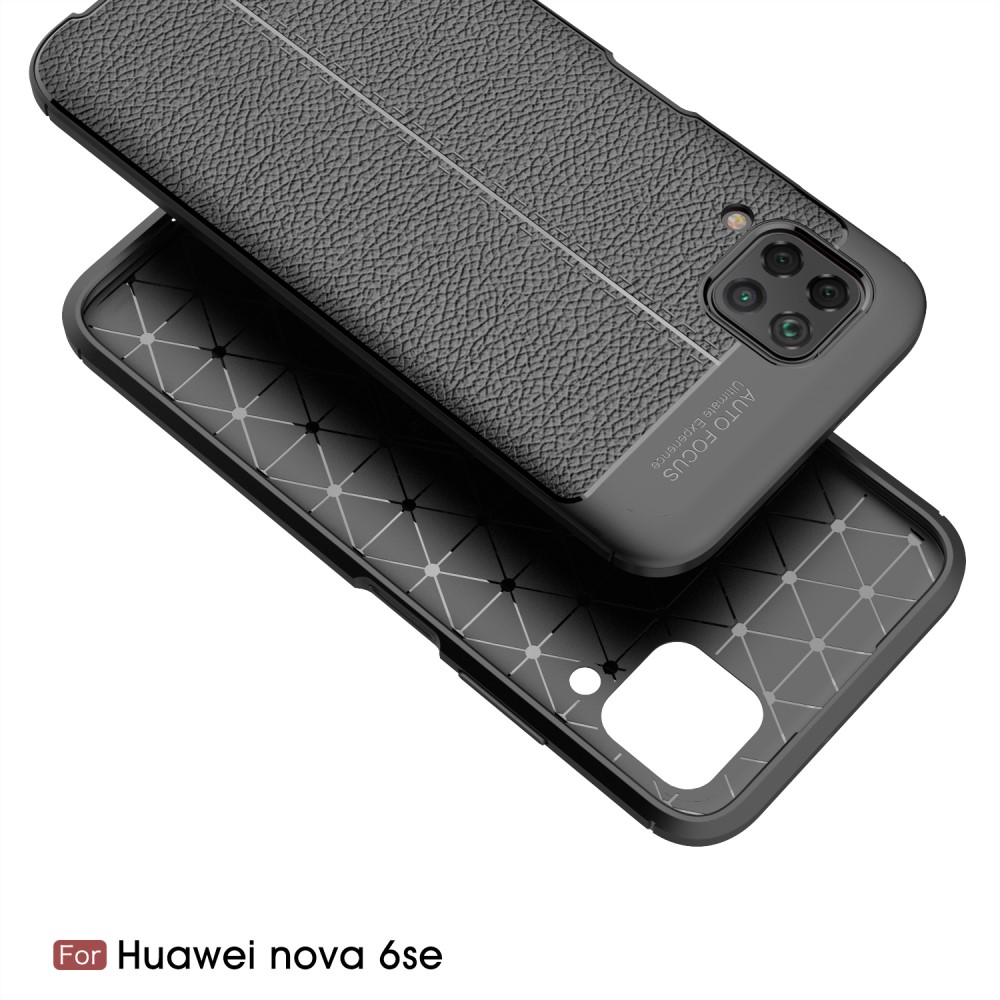  Huawei P40 Lite - Litchi Läderskal - Svart
