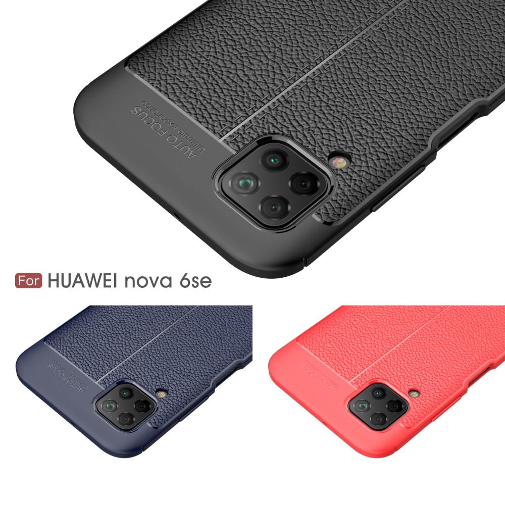  Huawei P40 Lite - Litchi Läderskal - Röd