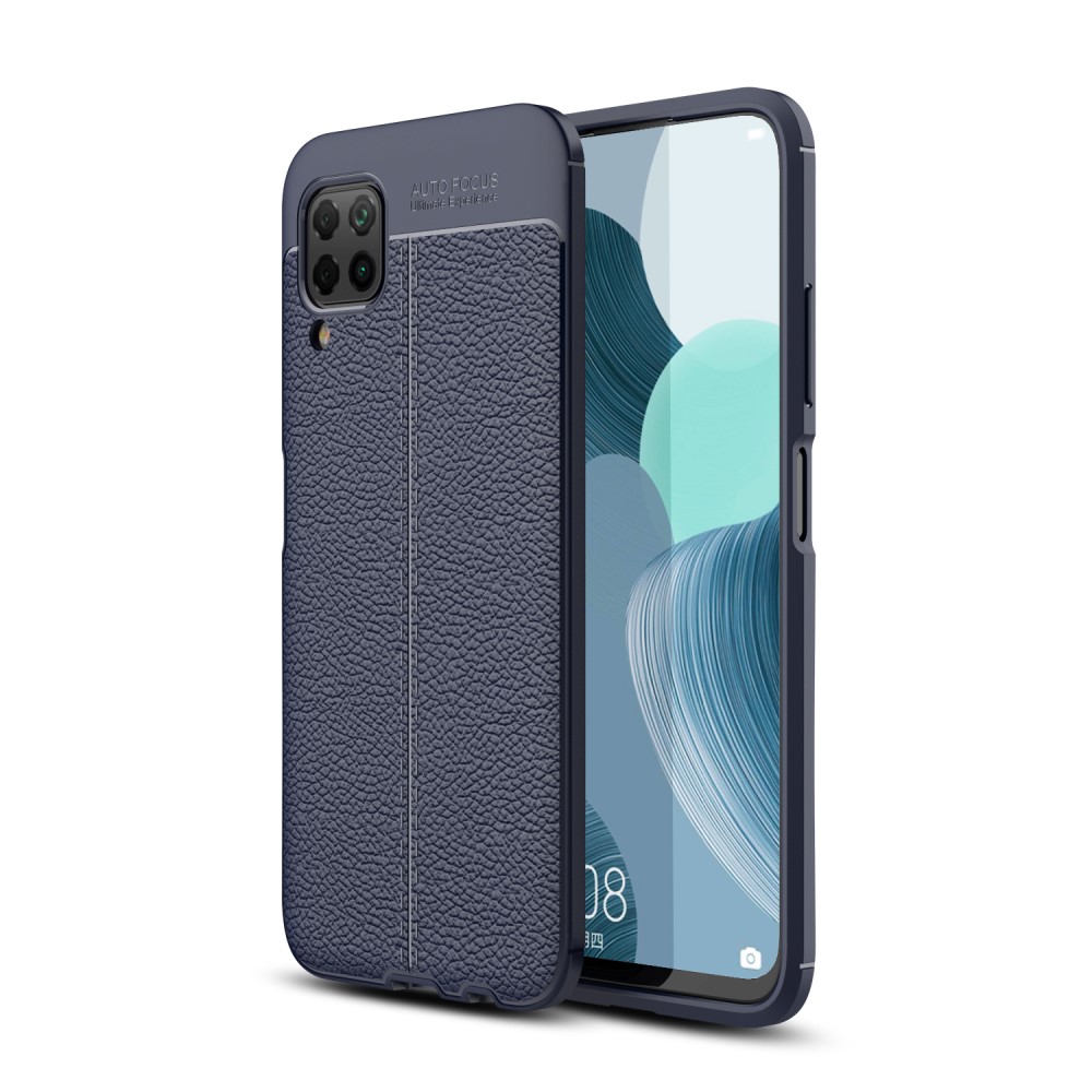  Huawei P40 Lite - Litchi Läderskal - Mörk Blå