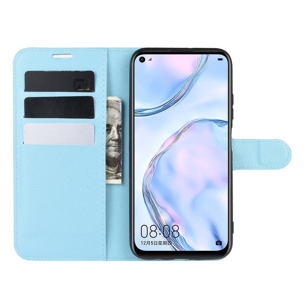  Huawei P40 Lite - Litchi Plånboksfodral - Ljus Blå