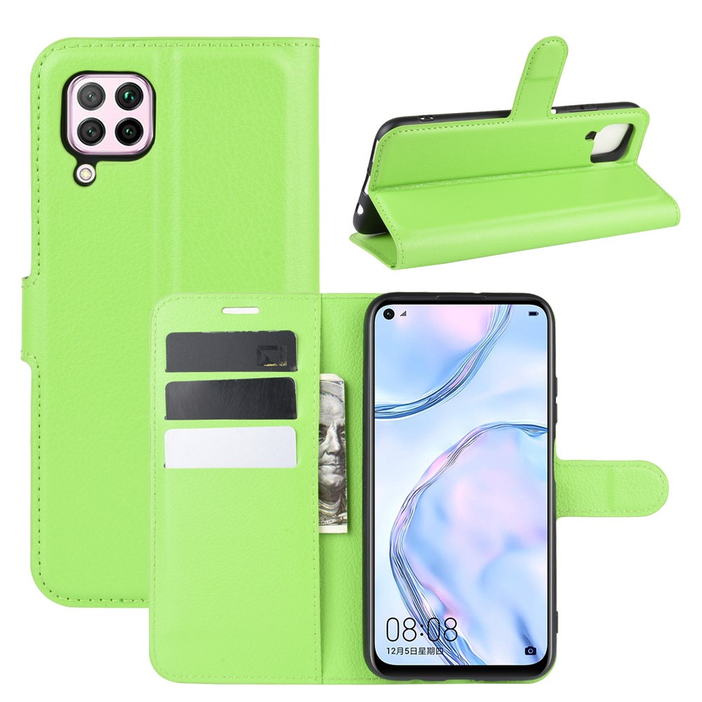  Huawei P40 Lite - Litchi Plånboksfodral - Grön