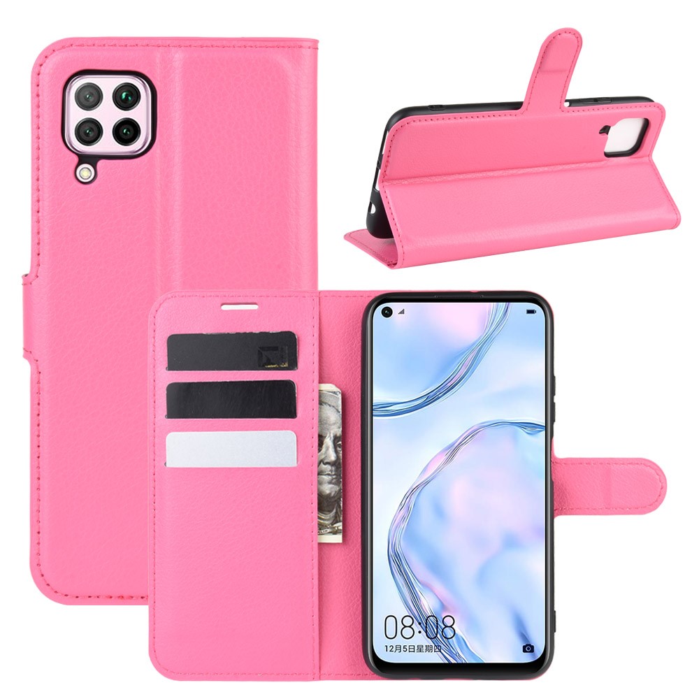  Huawei P40 Lite - Litchi Plånboksfodral - Rosa