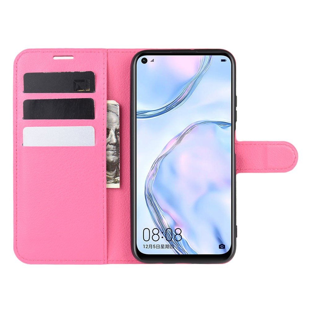  Huawei P40 Lite - Litchi Plånboksfodral - Rosa