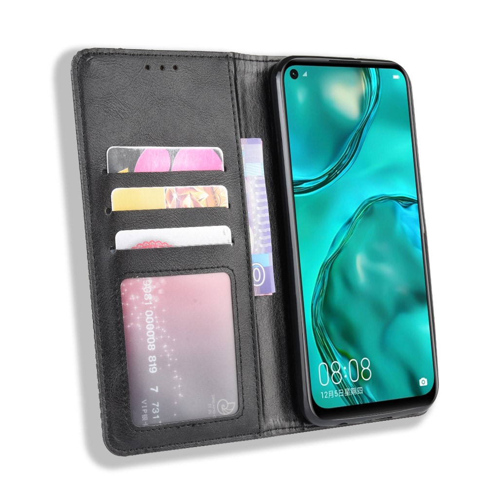  Huawei P40 Lite - Vintage Plånboksfodral - Svart