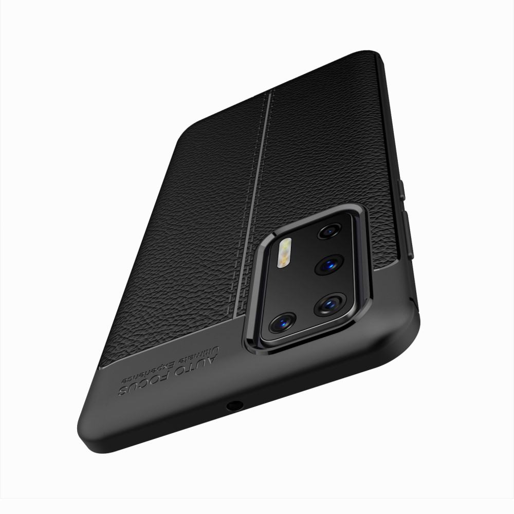  Huawei P40 - Litchi Textur Skal - Svart