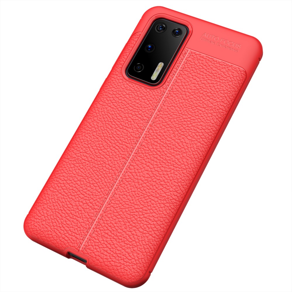  Huawei P40 - Litchi Textur Skal - Röd