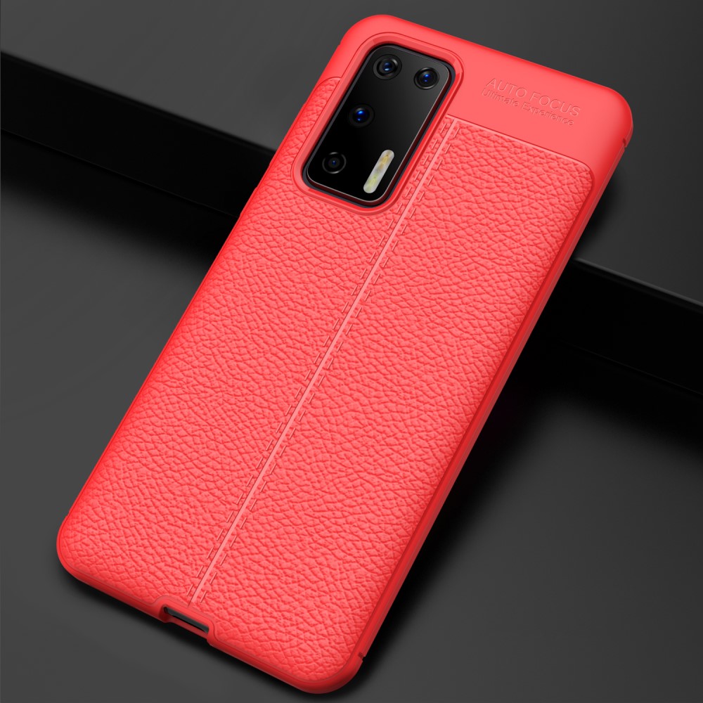  Huawei P40 - Litchi Textur Skal - Röd