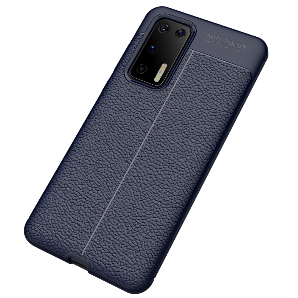  Huawei P40 - Litchi Textur Skal - Mörk Blå
