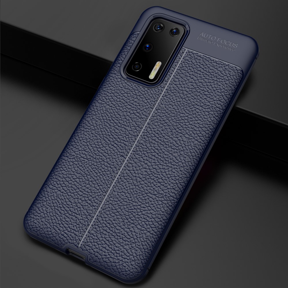  Huawei P40 - Litchi Textur Skal - Mörk Blå