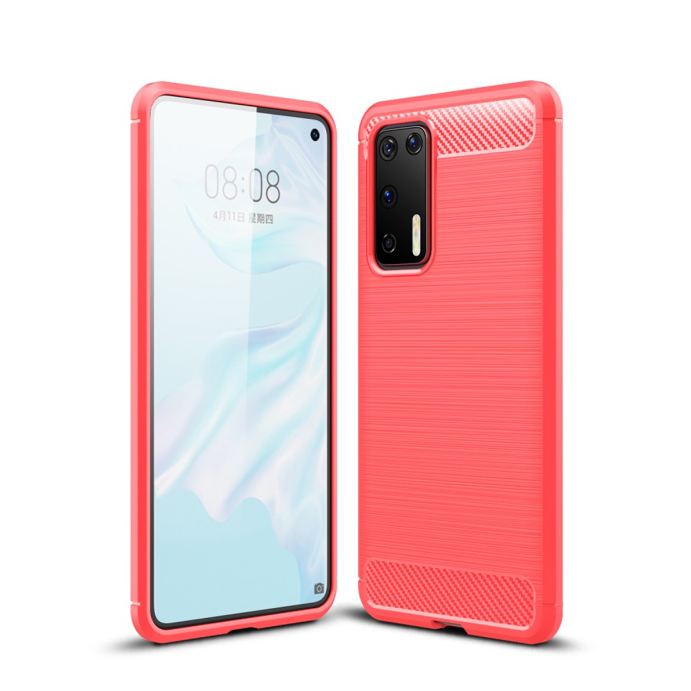  Huawei P40 - Brushed Textur Skal - Röd