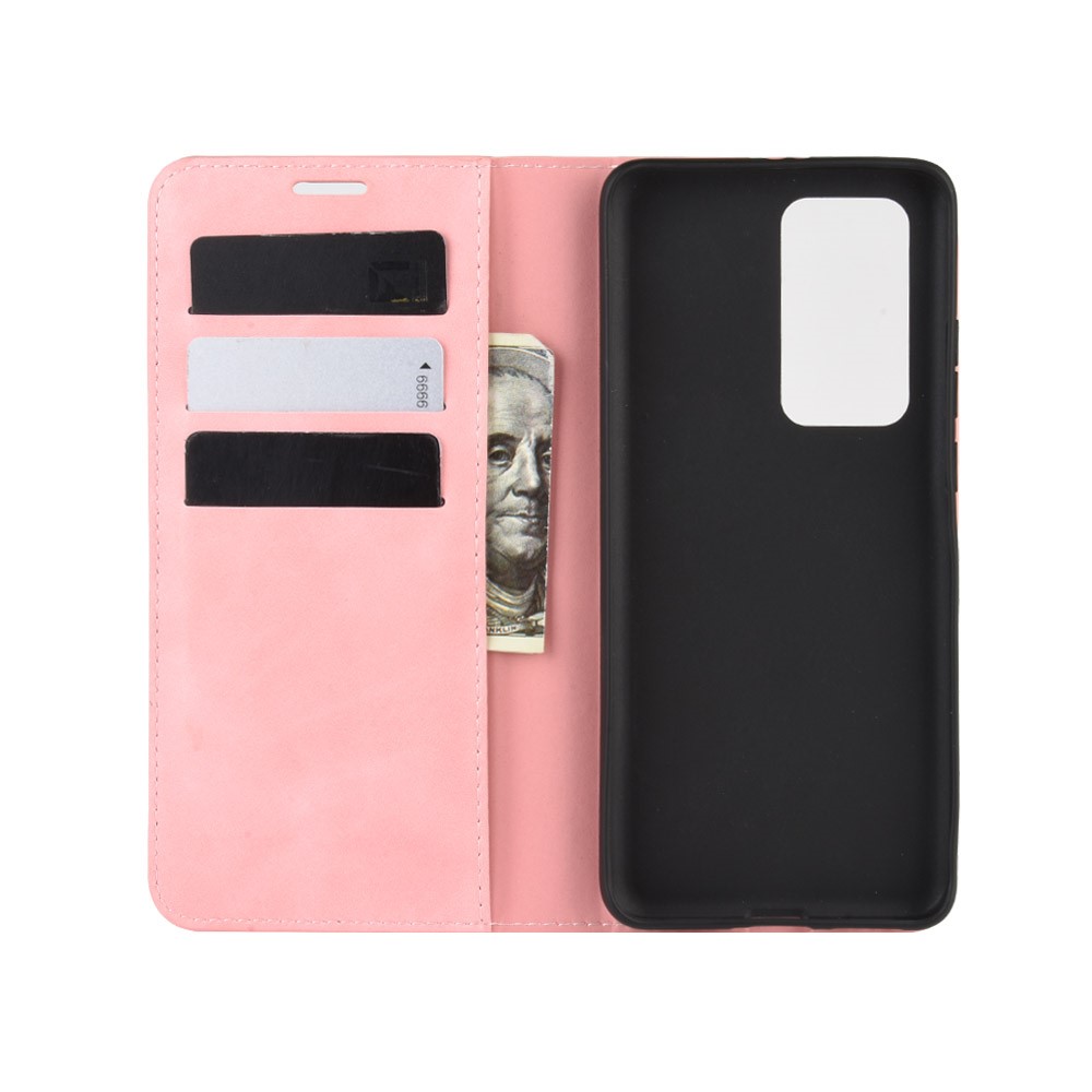  Huawei P40 Pro - Silkeslent Plånboksfodral - Ljus Rosa