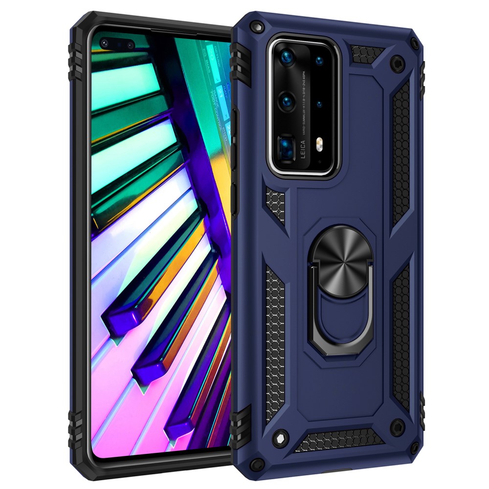  Huawei P40 - Stöttåligt Ring Skal - Mörk Blå
