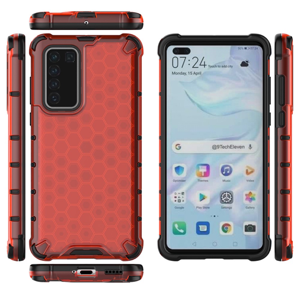  Huawei P40 - Armor Honeycomb Textur - Röd