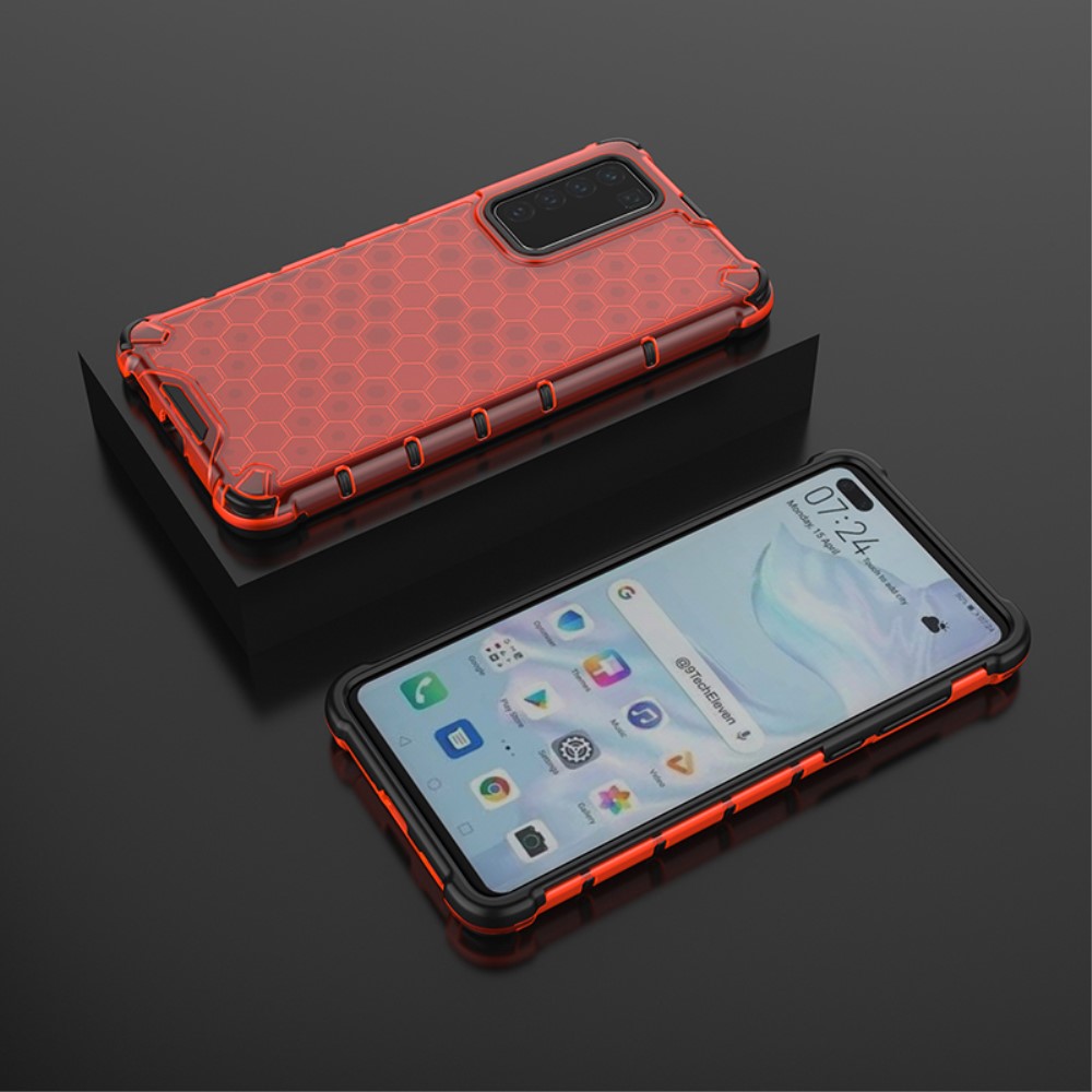  Huawei P40 - Armor Honeycomb Textur - Röd