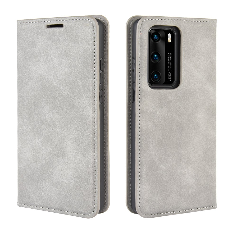 Huawei P40 - Silkeslent Plånboksfodral - Grå