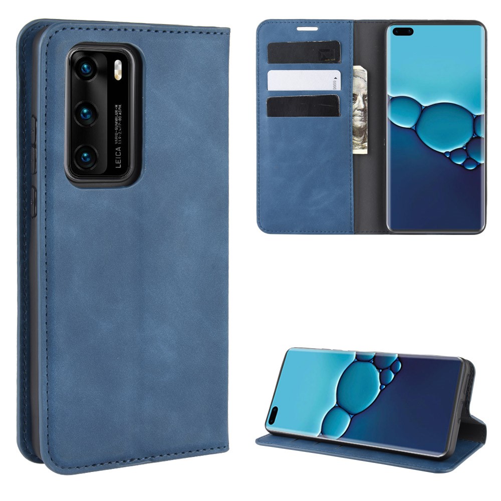  Huawei P40 - Silkeslent Plånboksfodral - Mörk Blå