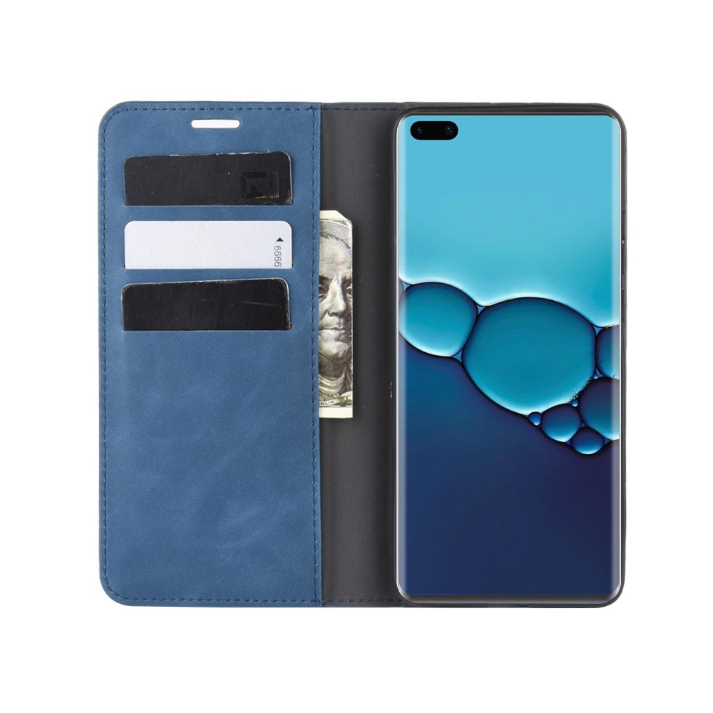 Huawei P40 - Silkeslent Plånboksfodral - Mörk Blå