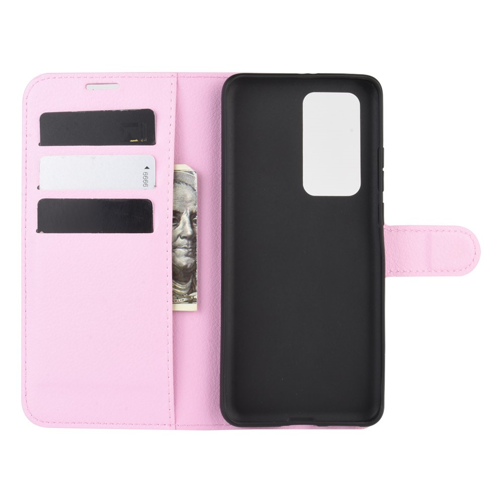  Huawei P40 - Litchi Plånboksfodral - Ljus Rosa