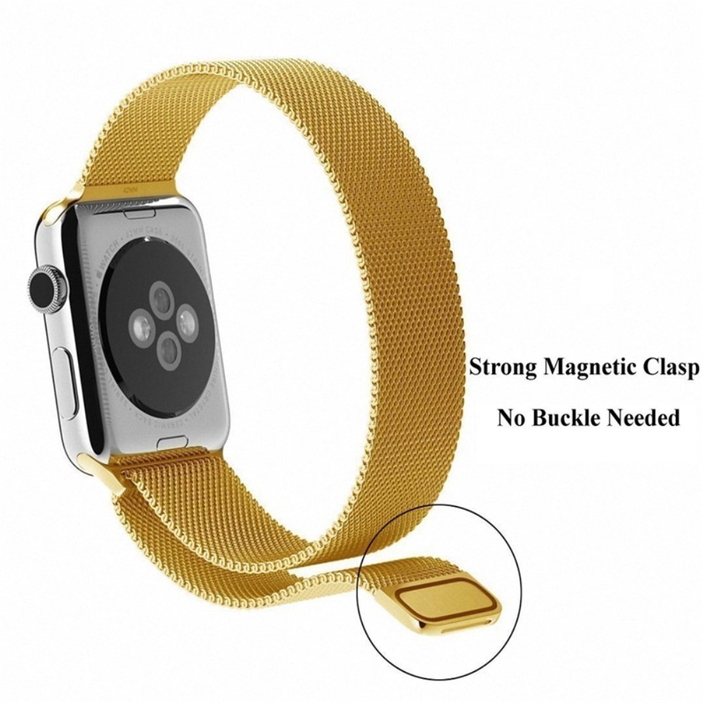  Milanese Loop Metall Armband Apple Watch 42/44/45/46/49 mm Guld