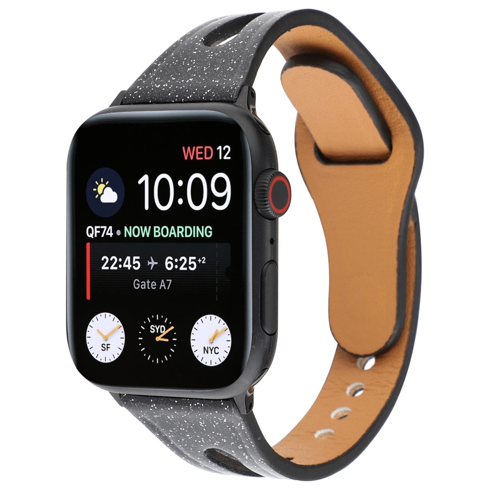  Äkta Läderarmband Apple Watch 42/41/40/38 mm - Svart