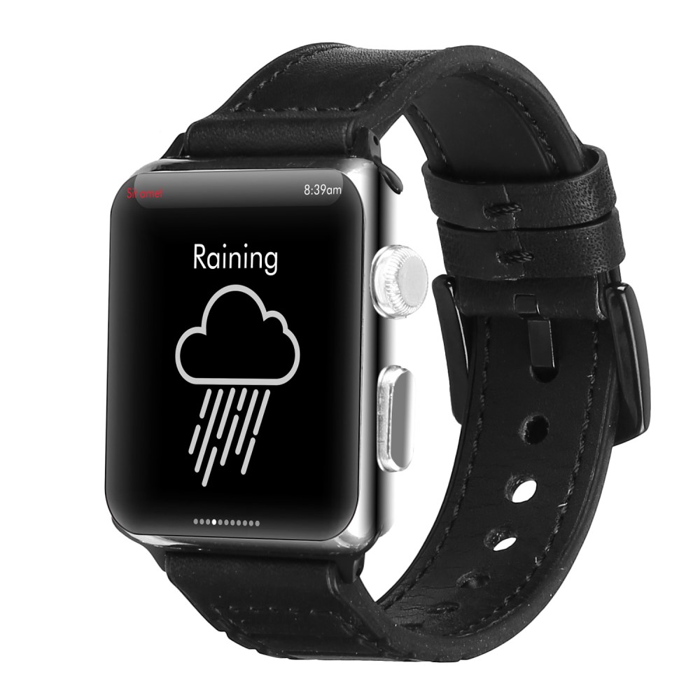  Läderarmband Apple Watch 42/41/40/38 mm - Svart