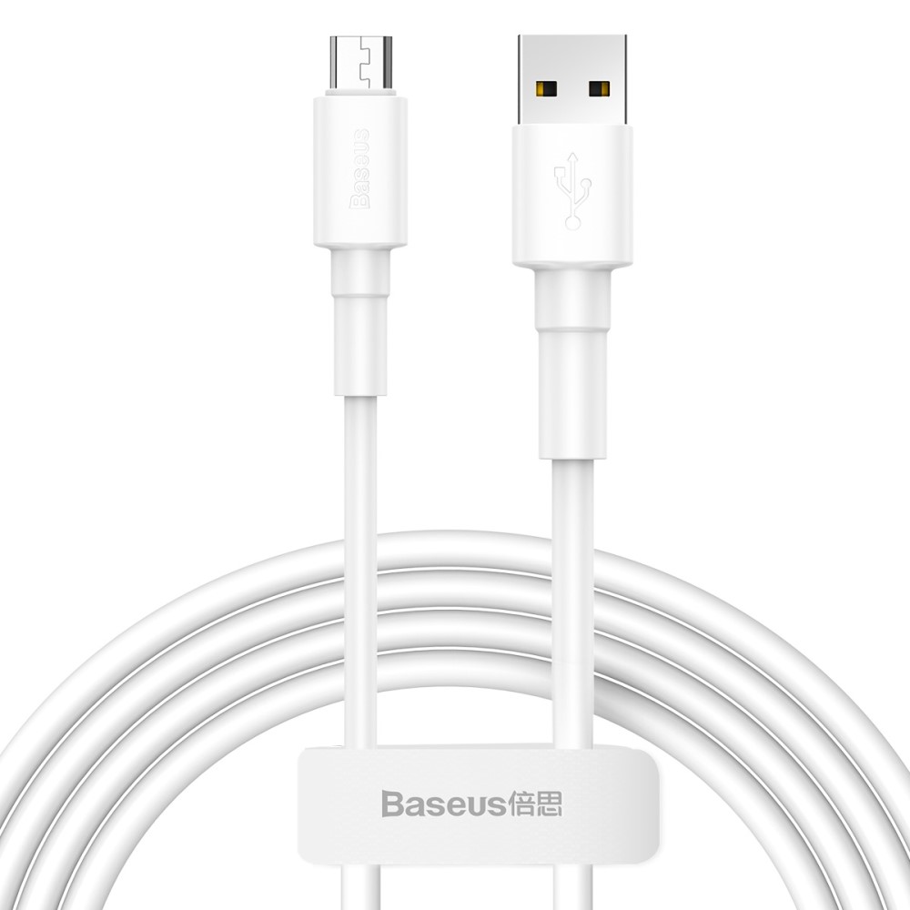 BASEUS BASEUS USB till Micro-USB kabel, 1m, 2.4A - Vit