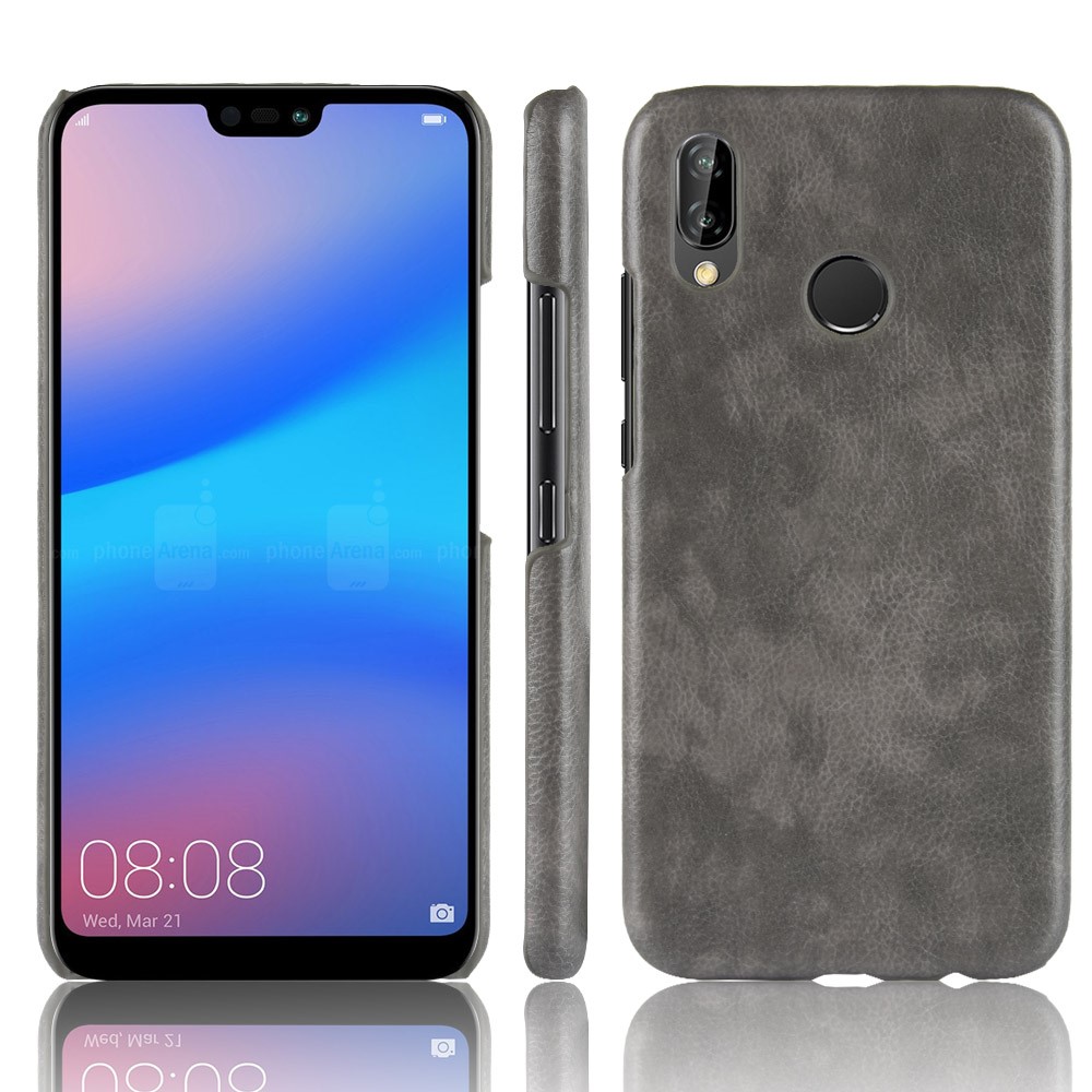  Huawei P20 Lite - Litchi Skal - Grå