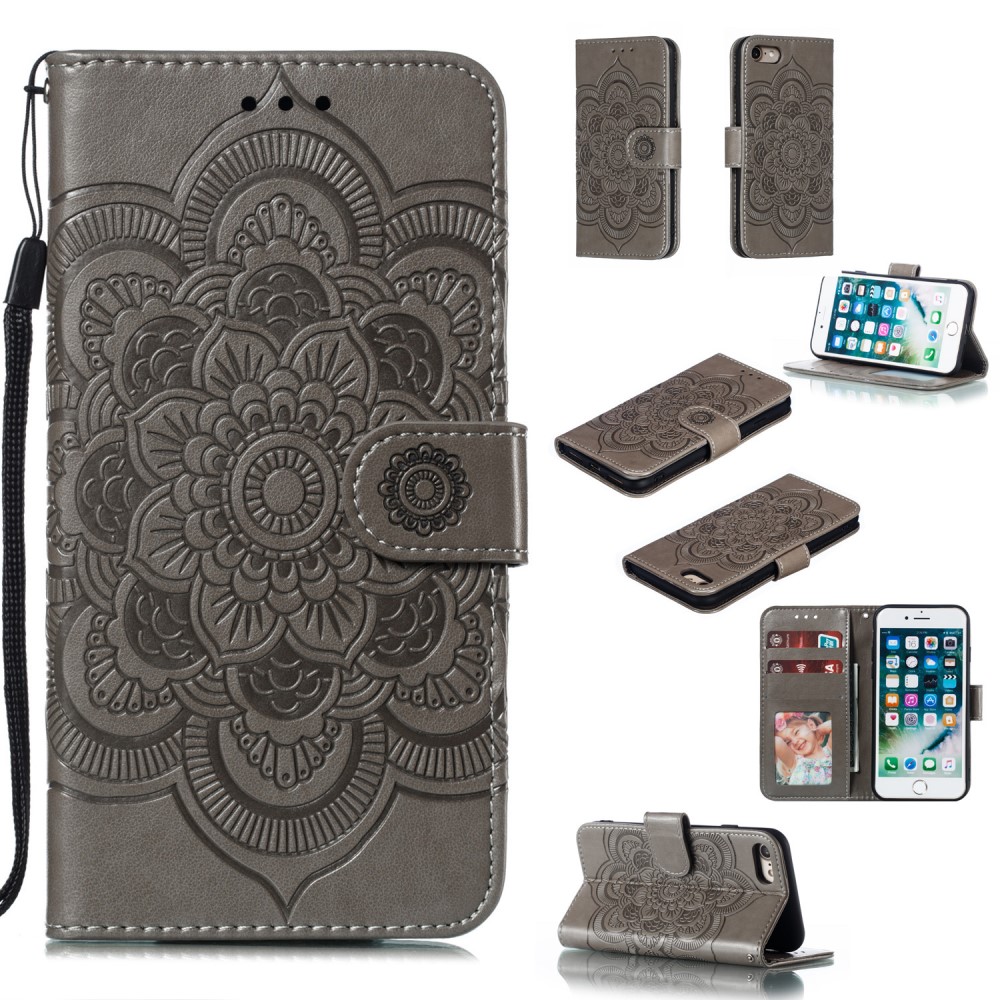  iPhone 7/8/SE (2020/2022) - Mandala Plånboksfodral - Grå