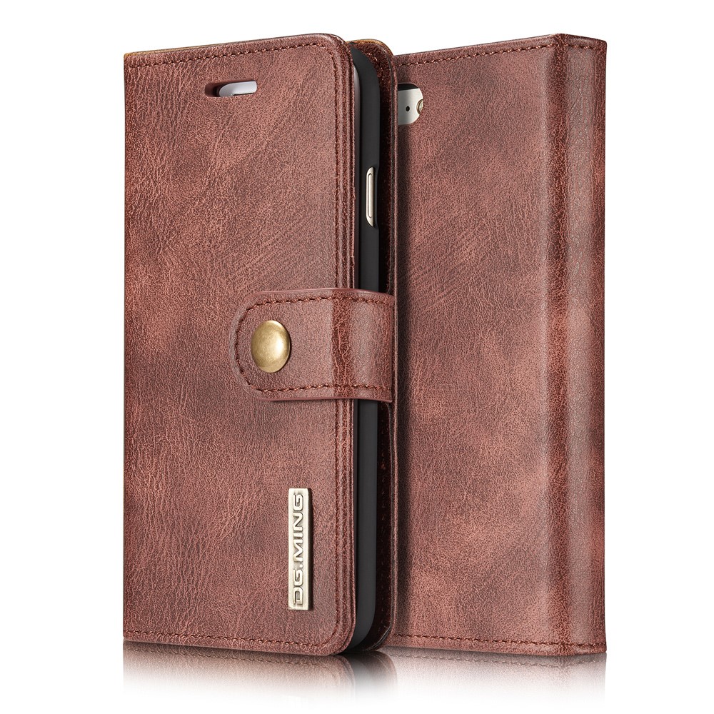 DG.MING iPhone 7/8/SE (2020/2022) - DG.MING Magnetskal/Plånboksfodral - Vinröd