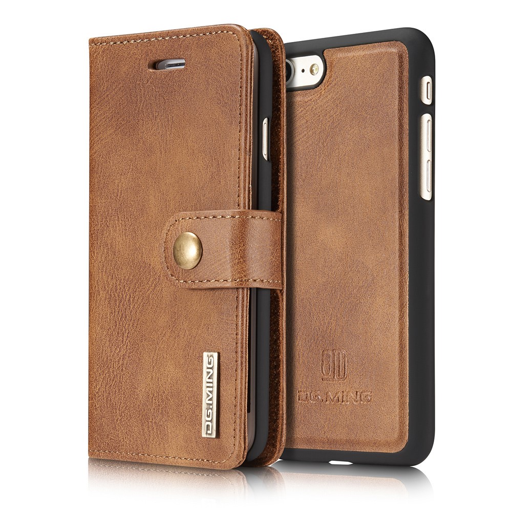 DG.MING iPhone 7/8/SE (2020/2022) - DG.MING Magnetskal/Plånboksfodral - Brun