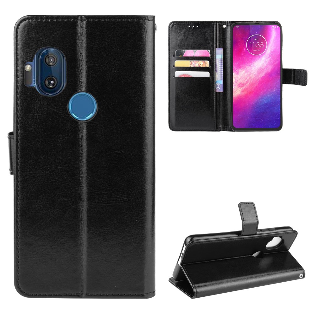  Motorola One Hyper - Crazy Horse Plånboksfodral - Svart