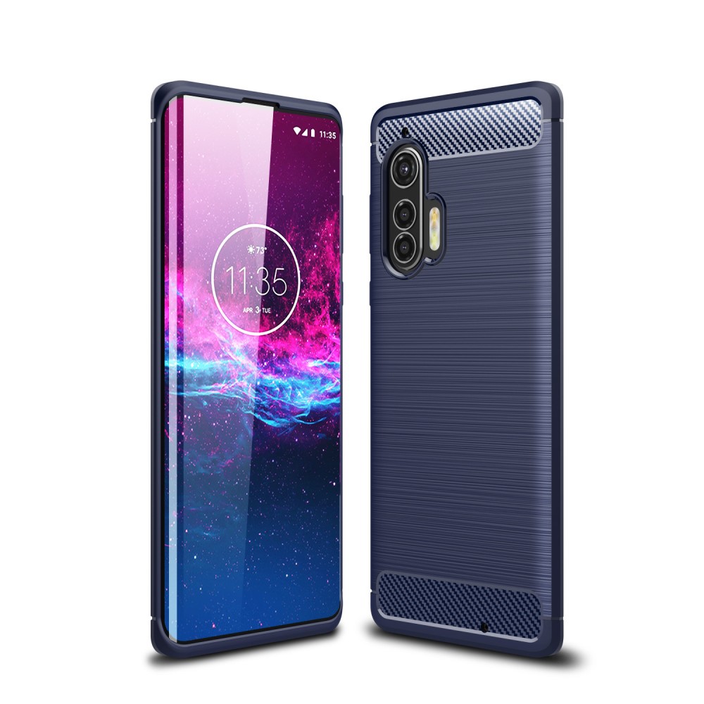  Motorola Edge Plus - Borstad Stål Textur - Mörk Blå