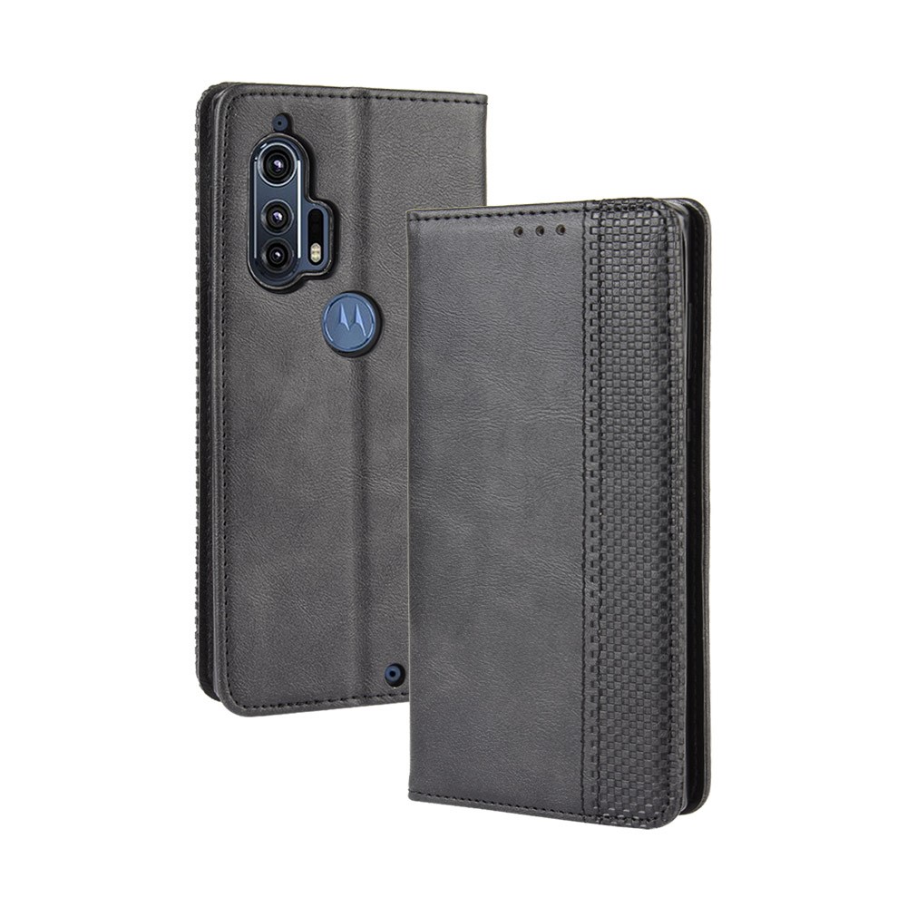  Motorola Edge Plus - Retro Plånboksfodral - Svart