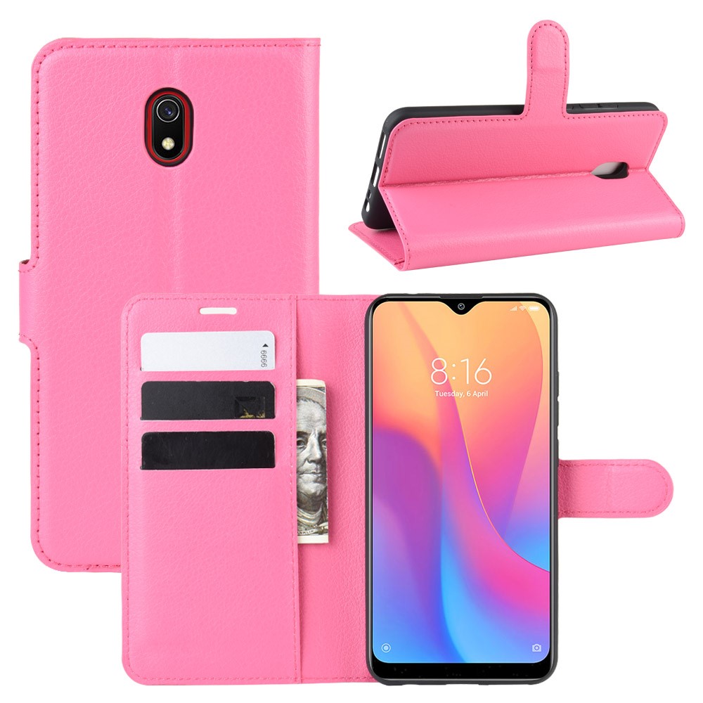  Xiaomi Redmi 8A - Litchi Plånboksfodral - Rosa