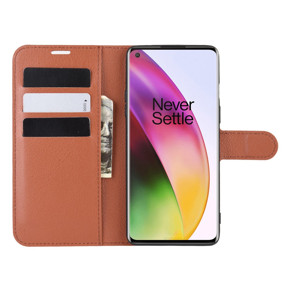  OnePlus 8 - Litchi Plånboksfodral - Brun