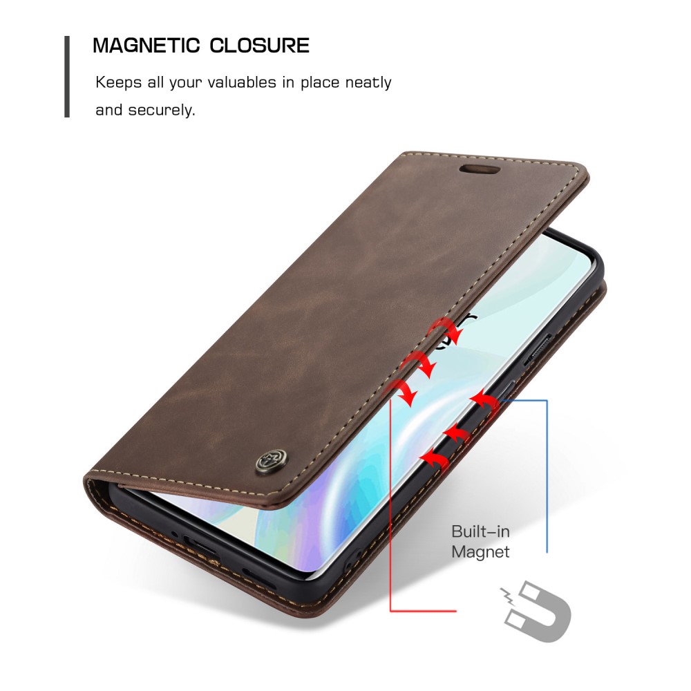 CASEME OnePlus 8 - CASEME Plånboksfodral - Mörk Brun