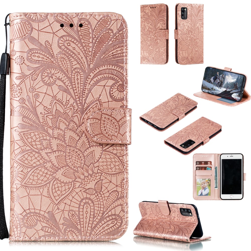  Samsung Galaxy A41 - Flower Plånboksfodral - Roséguld