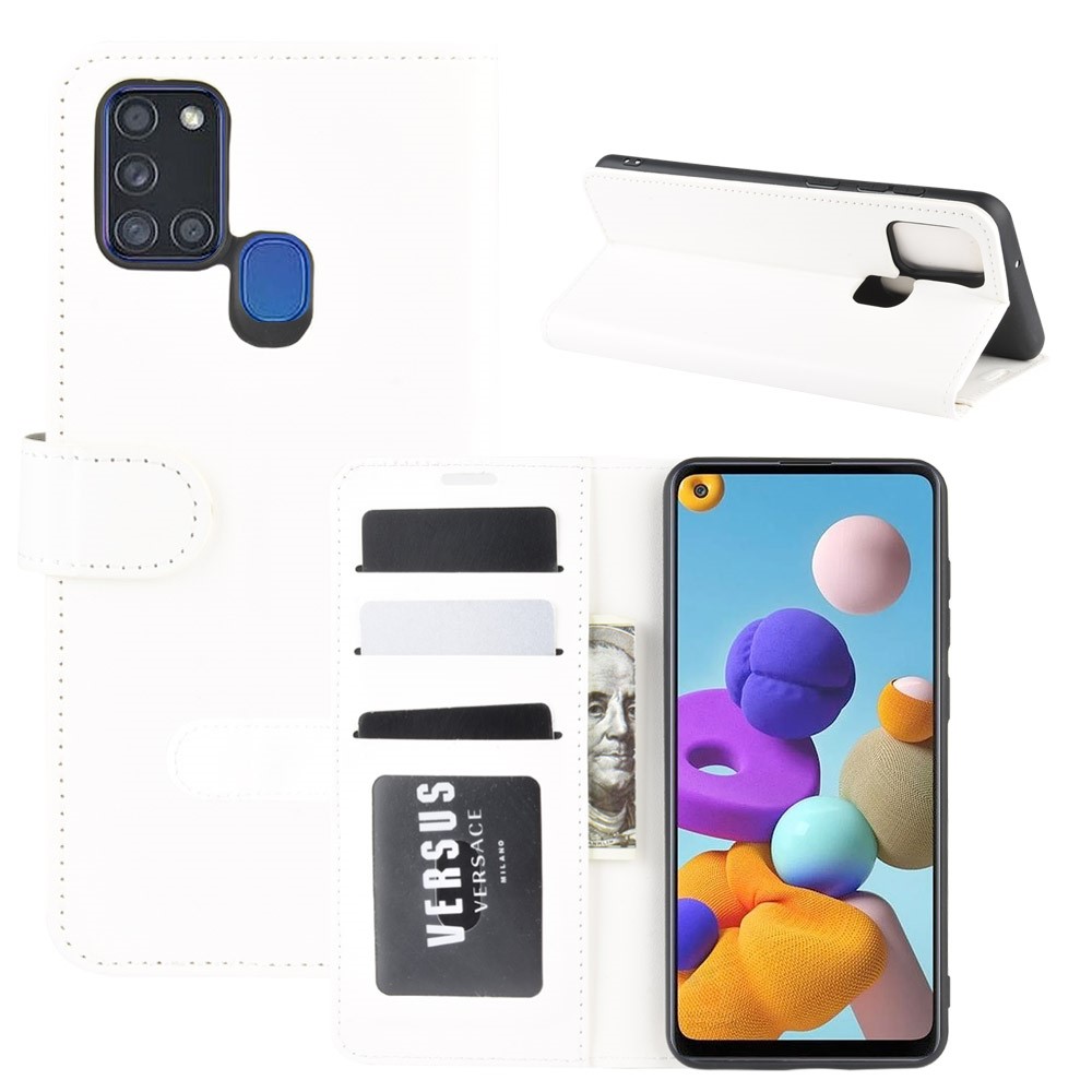  Samsung Galaxy A21s - Crazy Horse Plånboksfodral - Vit