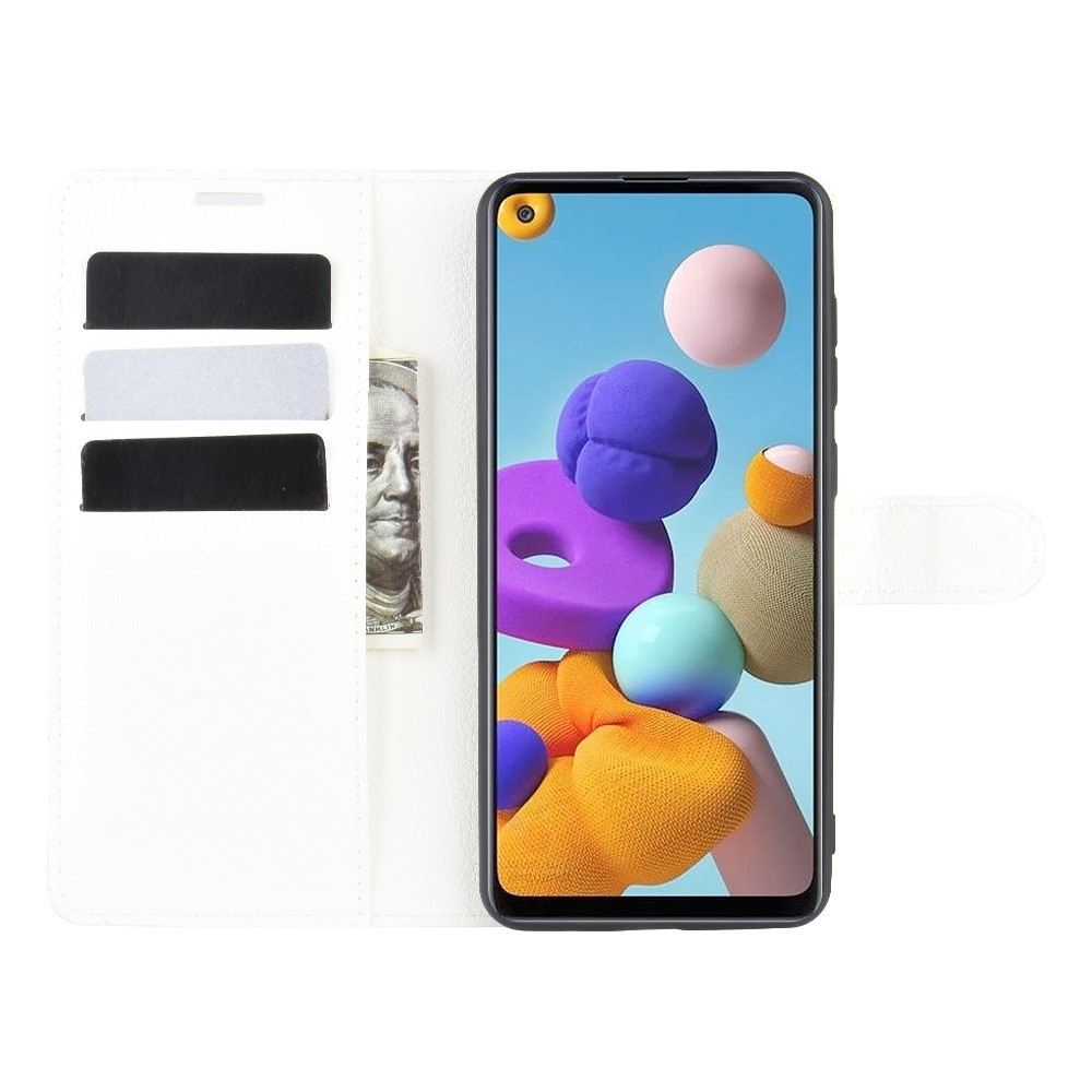  Samsung Galaxy A21s - Litchi Plånboksfodral - Vit