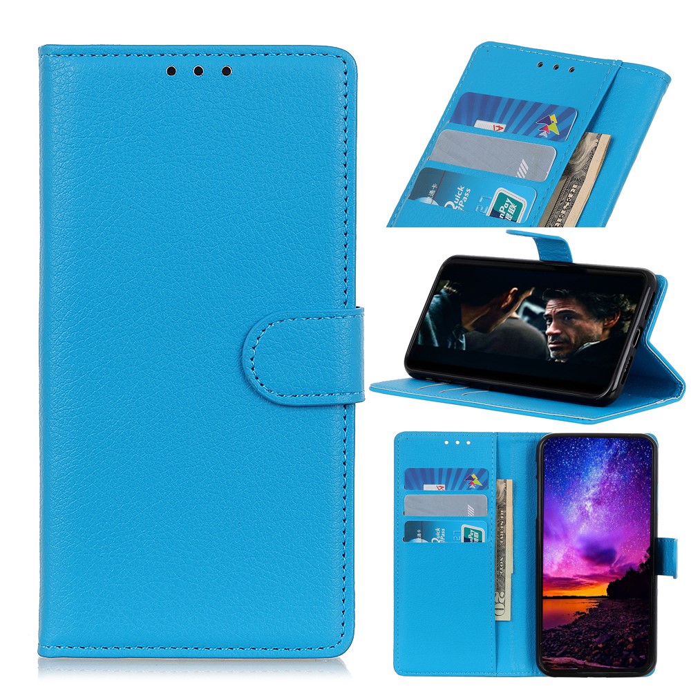  Huawei P40 Lite E - Litchi Plånboksfodral - Blå