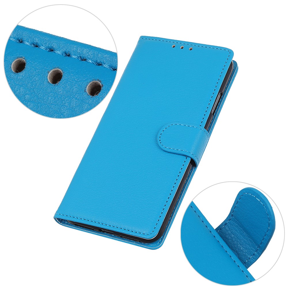  Huawei P40 Lite E - Litchi Plånboksfodral - Blå