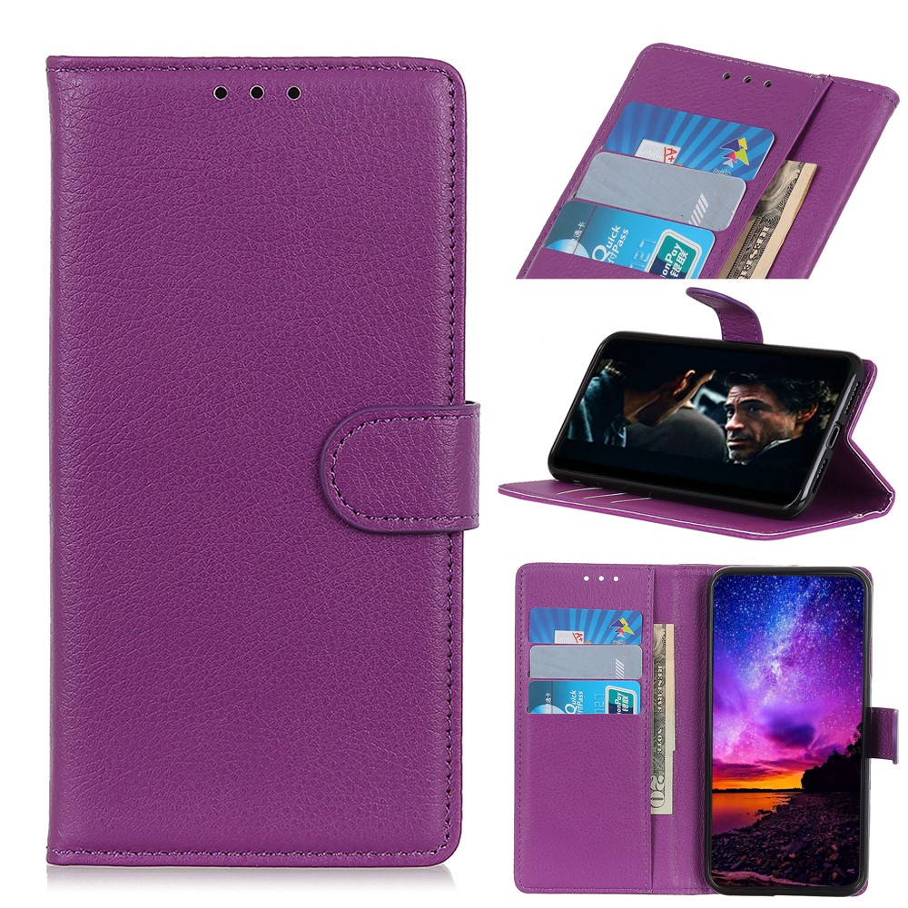  Huawei P40 Lite E - Litchi Plånboksfodral - Lila