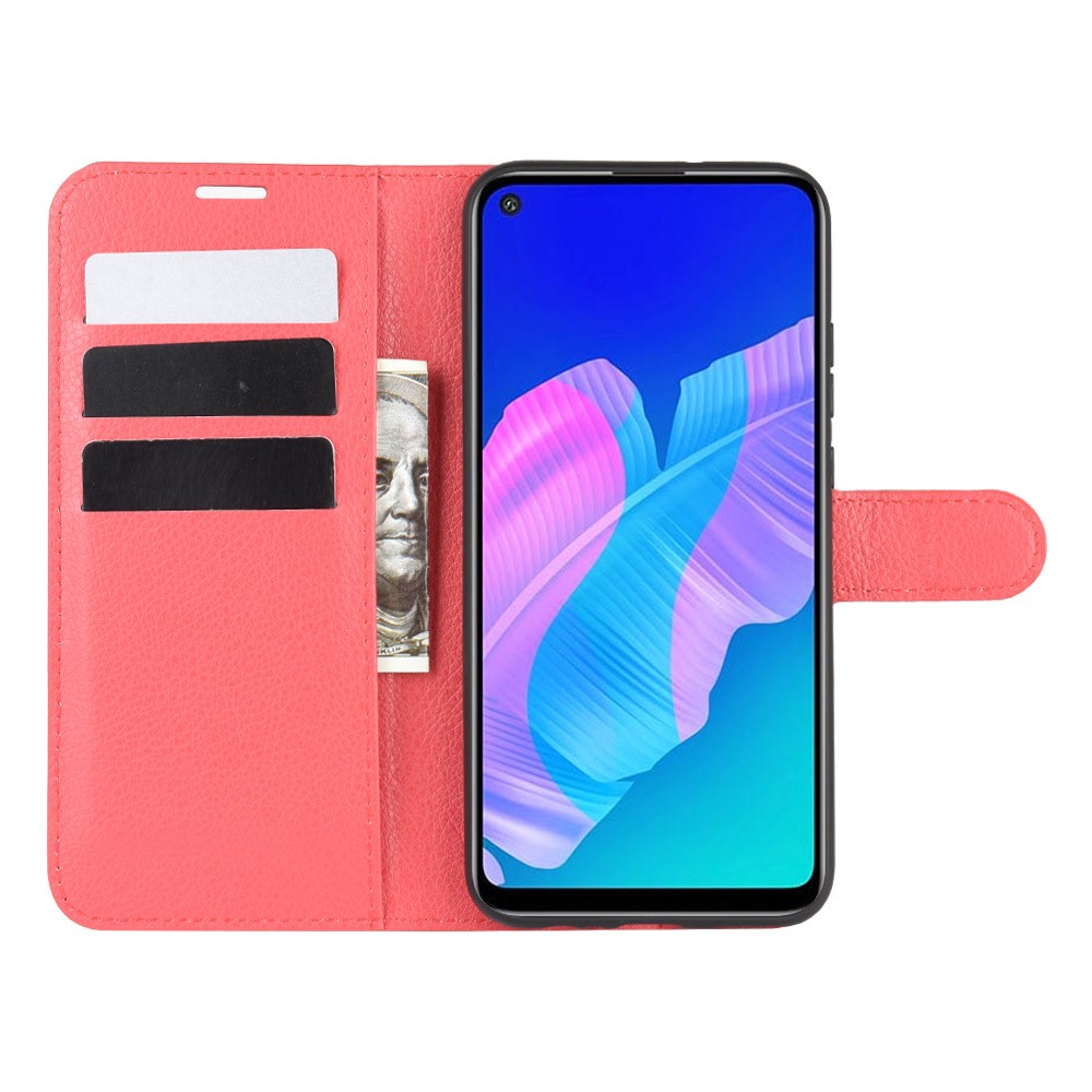  Huawei P40 Lite E - Litchi Plånboksfodral - Röd