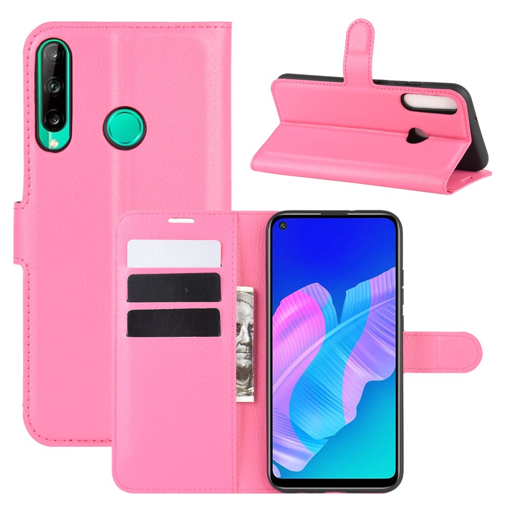  Huawei P40 Lite E - Litchi Plånboksfodral - Rosa