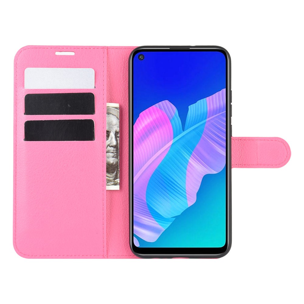  Huawei P40 Lite E - Litchi Plånboksfodral - Rosa