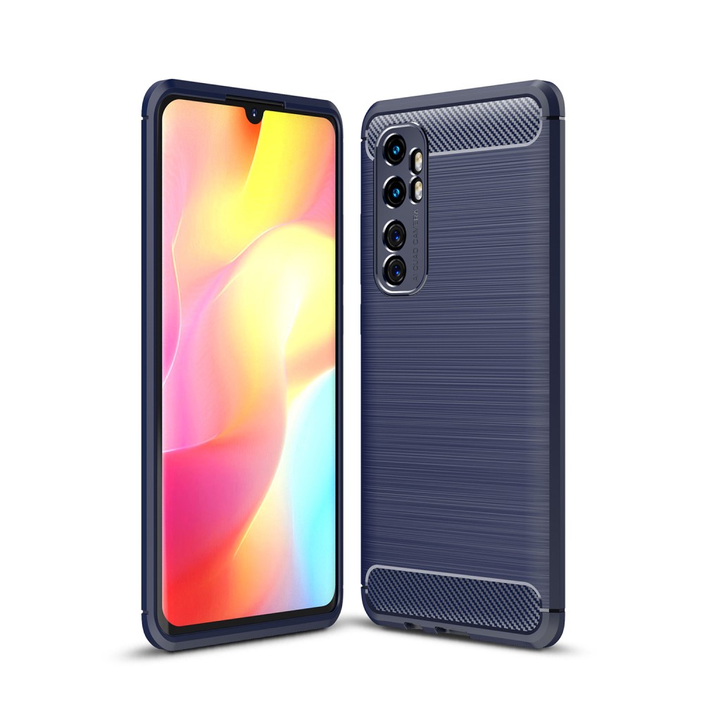  Xiaomi Mi Note 10 Lite - Borstad Stål Textur Skal - Blå