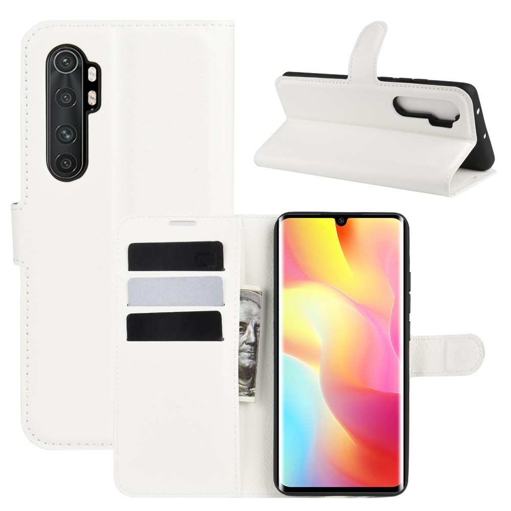  Xiaomi Mi Note 10 Lite - Litchi Plånboksfodral - Vit
