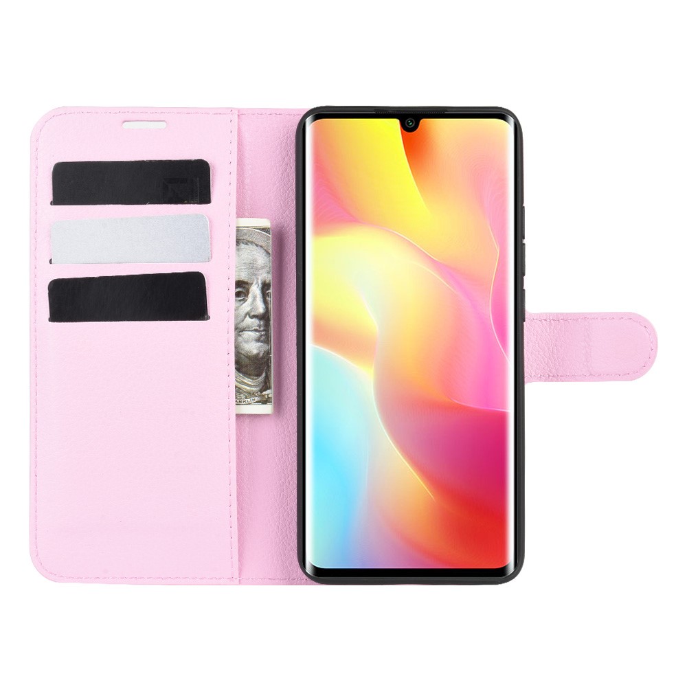  Xiaomi Mi Note 10 Lite - Litchi Plånboksfodral - Ljus Rosa