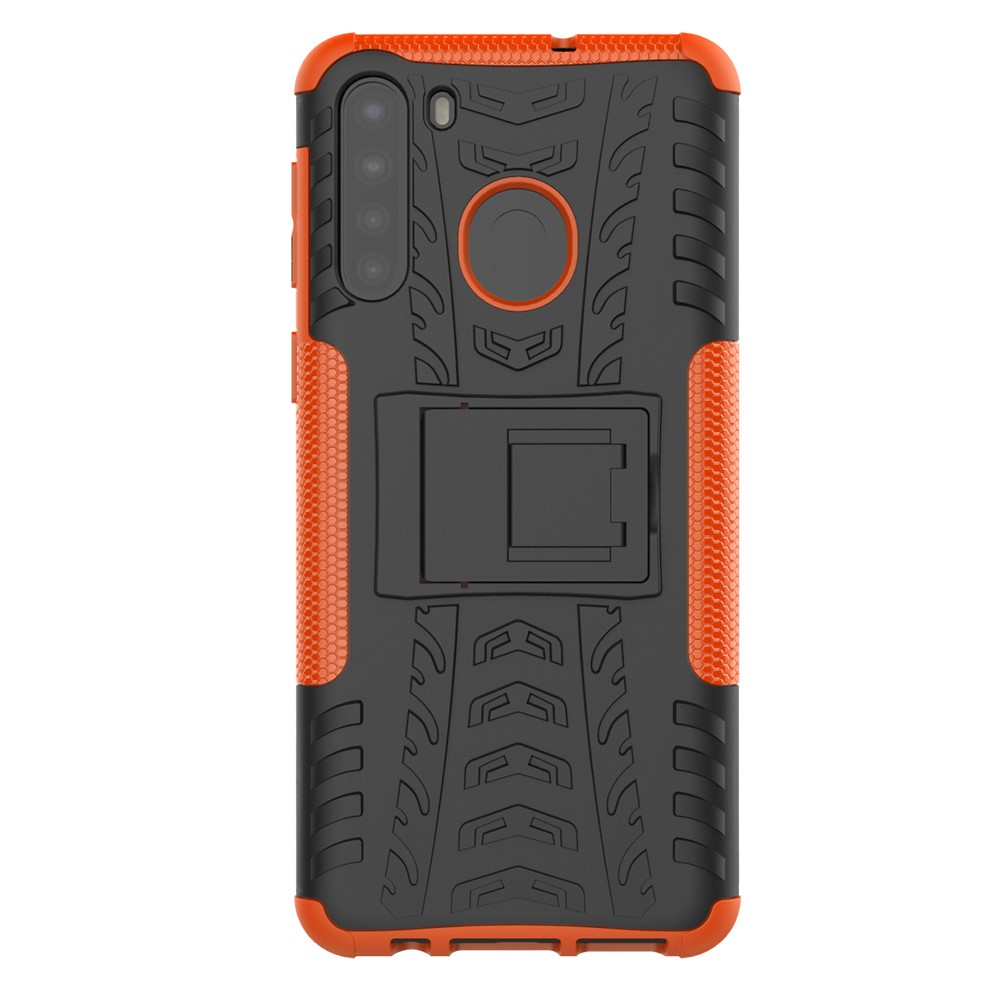  Samsung Galaxy A21 - Ultimata Stöttåliga Skalet med Stöd - Orange
